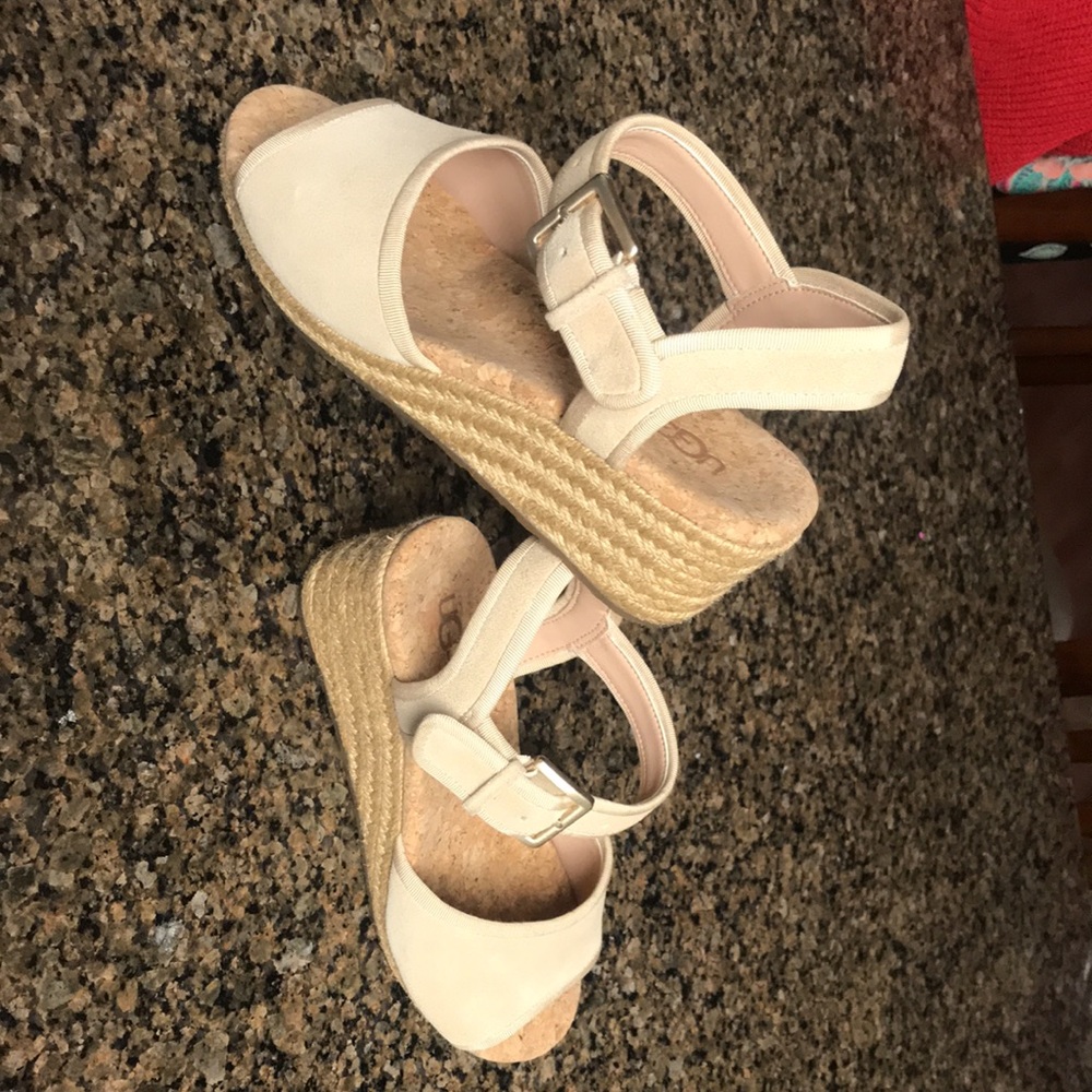 Ugg beige / light tan heeled sandals 6